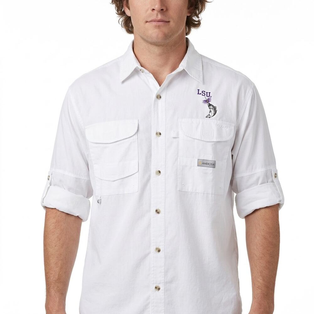 Ambrosia Outdoors Fanatic Men's LSU Fishing Outdoor Vented Woven Size XL